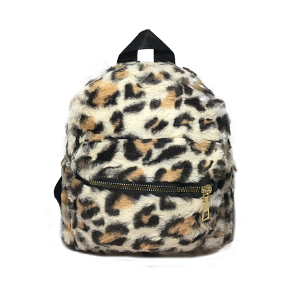 MOCHILA ANIMAL PRINT DE PELÚCIA MÉDIA