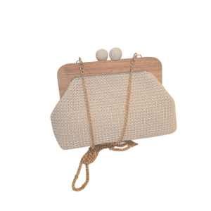 BOLSA ARTESANAL ACABAMENTO EM MADEIRA